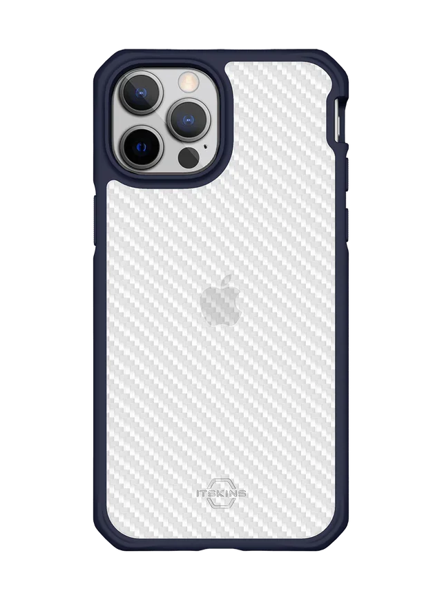 Itskins Hybrid Tek iPhone 13 Pro Max Case - Deep Blue And Transparent - Tashqila Itskins Hybrid Tek iPhone 13 Pro Max Case - Deep Blue And Transparent - Tashqila